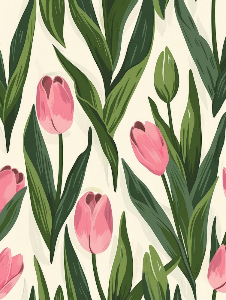 Pink Tulips Seamless Pattern 1