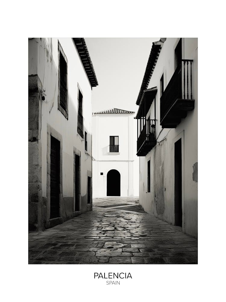 Poster Of Palencia, Spain, Black And White Analogue Photography 3