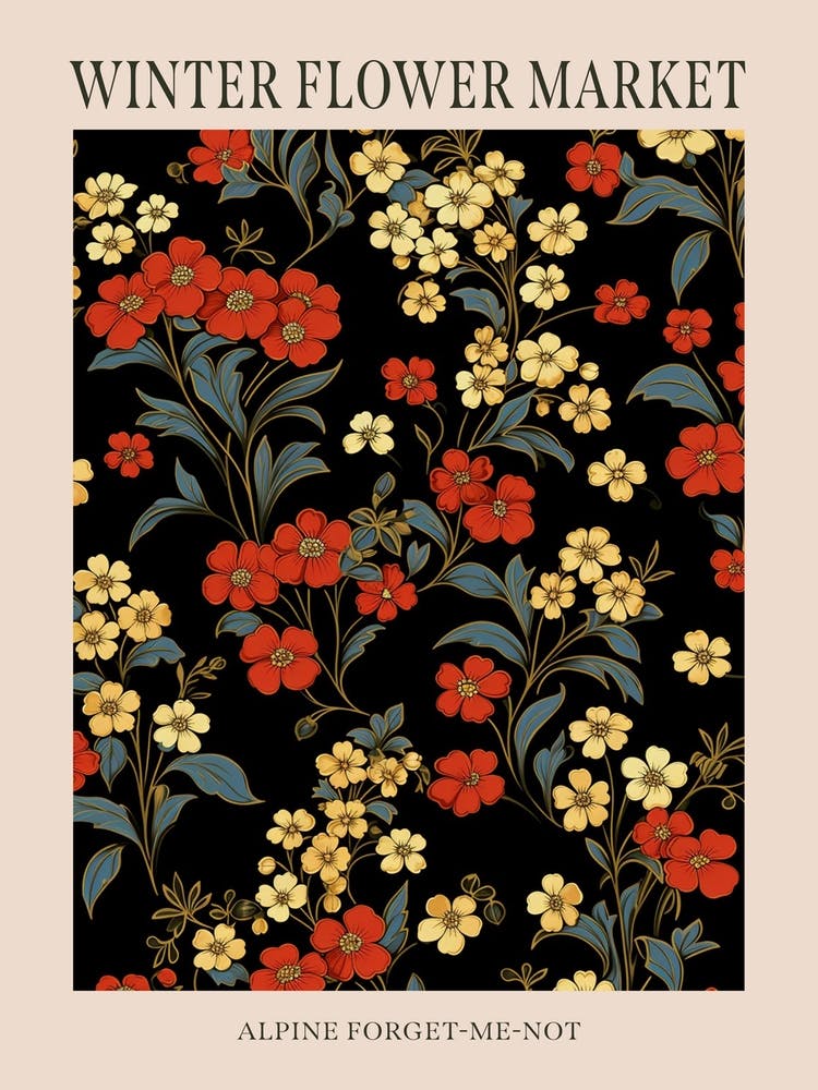 Alpine Forget Me Not 3 Winter Flower Market Poster