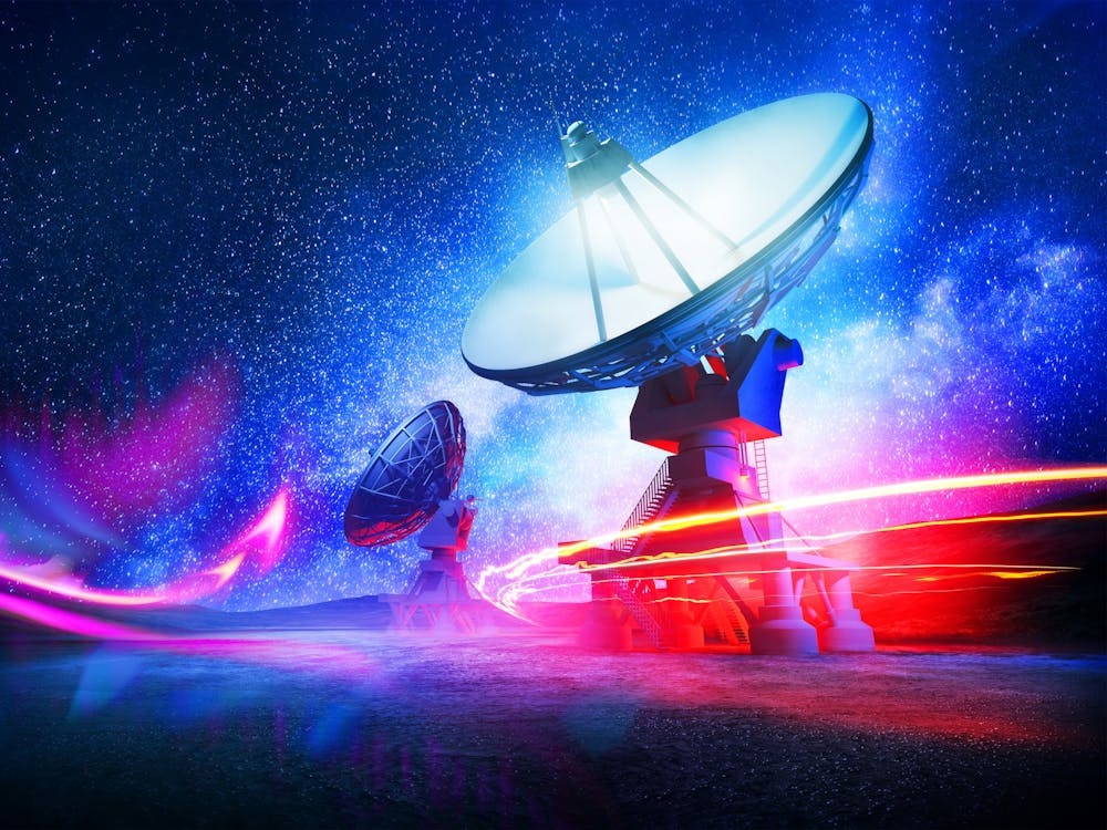 VLA Radio Telescope: Neon light — space poster, space art, photo poster, NASA poster, neon poster, synthwave poster 1