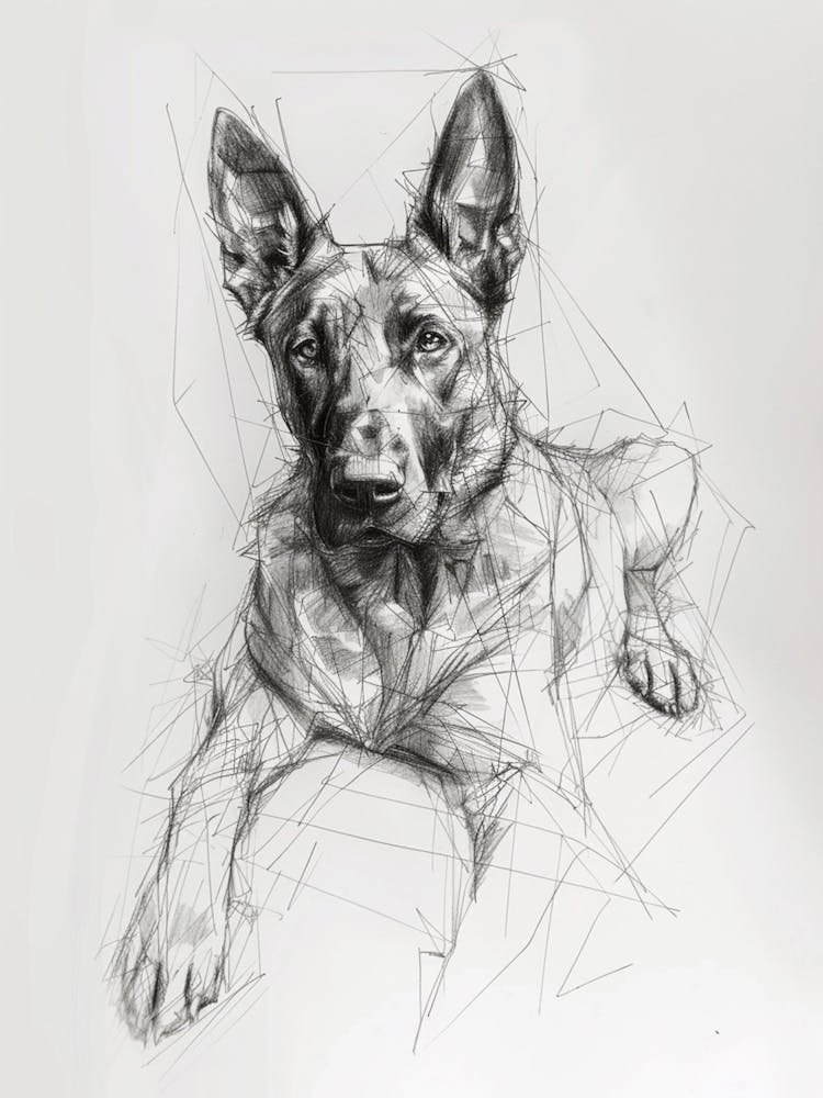 Berger Allemand - Esquisse au trait 4