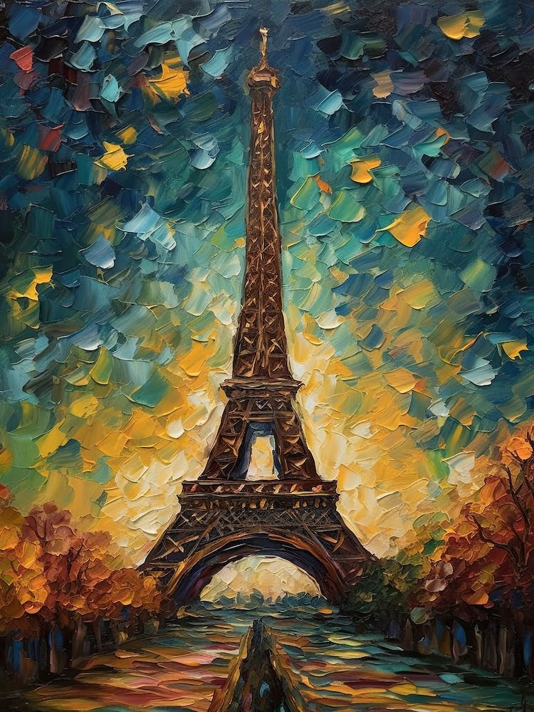 Eiffel Tower Paris France Vincent Van Gogh Style 26