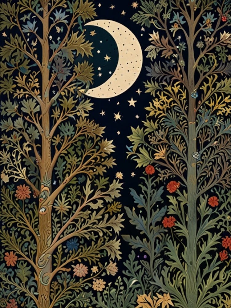 William Morris Moon And Trees 8