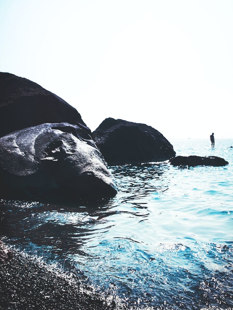 Black Rocks on the Beach