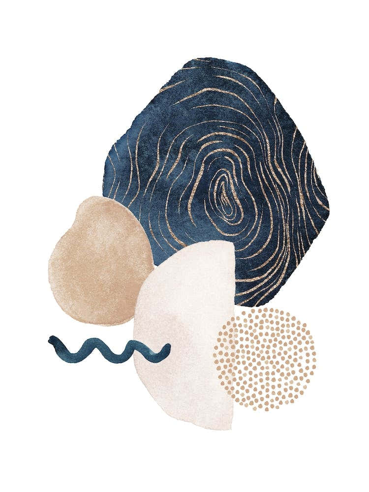 Watercolor Shapes In Navy 1