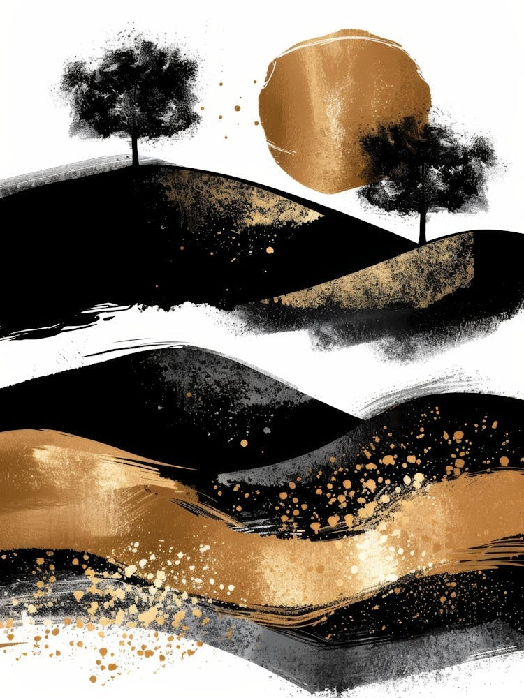 Gold And Black Abstract Painting 36