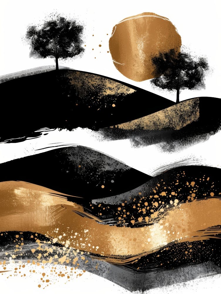 Gold And Black Abstract Painting 36