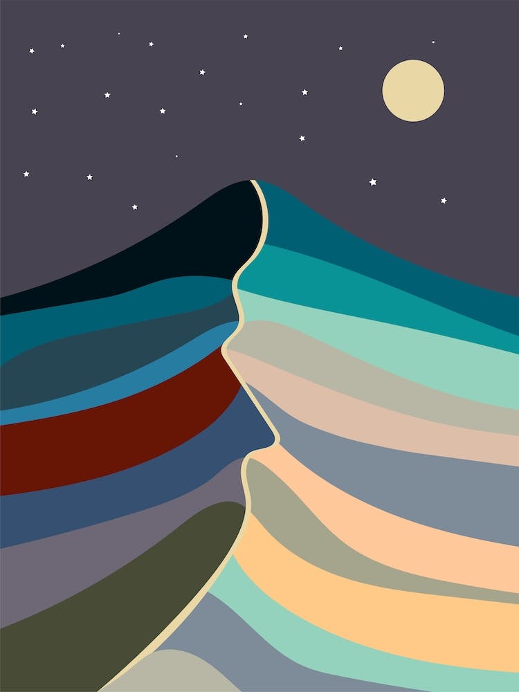 Mountain Hills And Moonlight