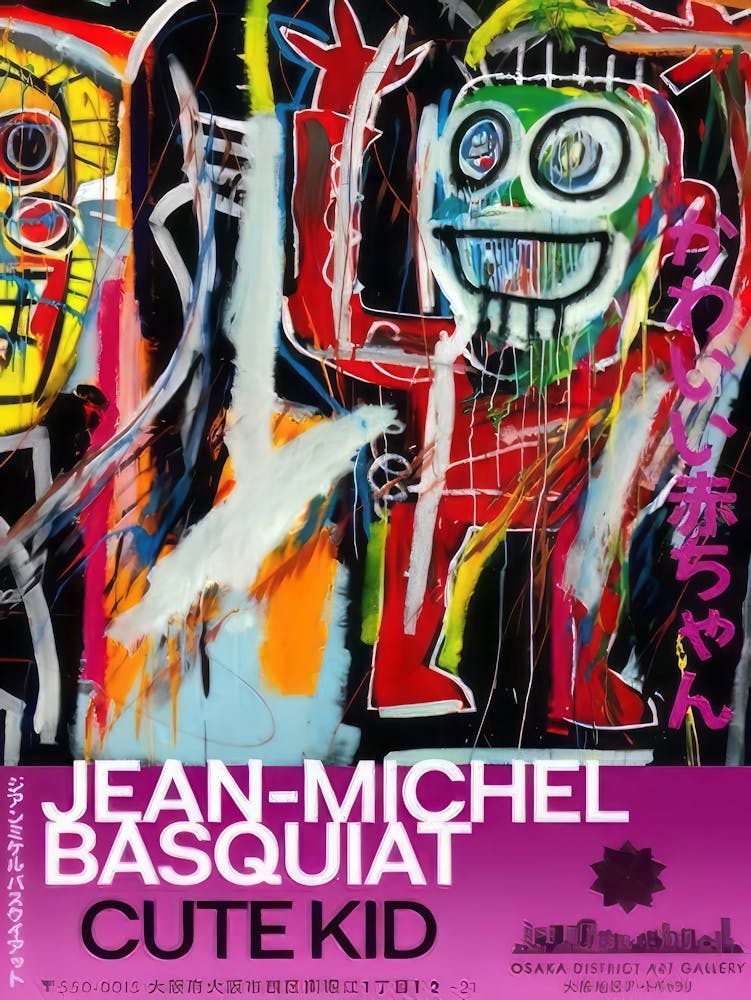 Basquiat Wall Art Jean Michel Basquiat Cute Kid Poster Exhibition Wallable Wall Art