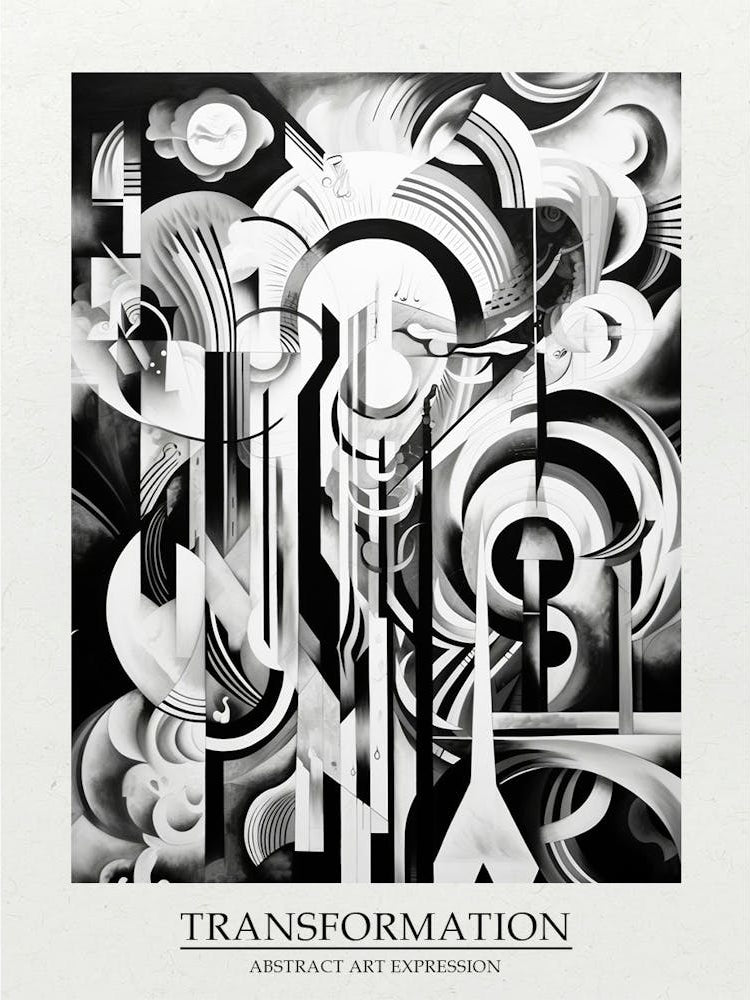 Transformation Abstract Black And White 11 Poster