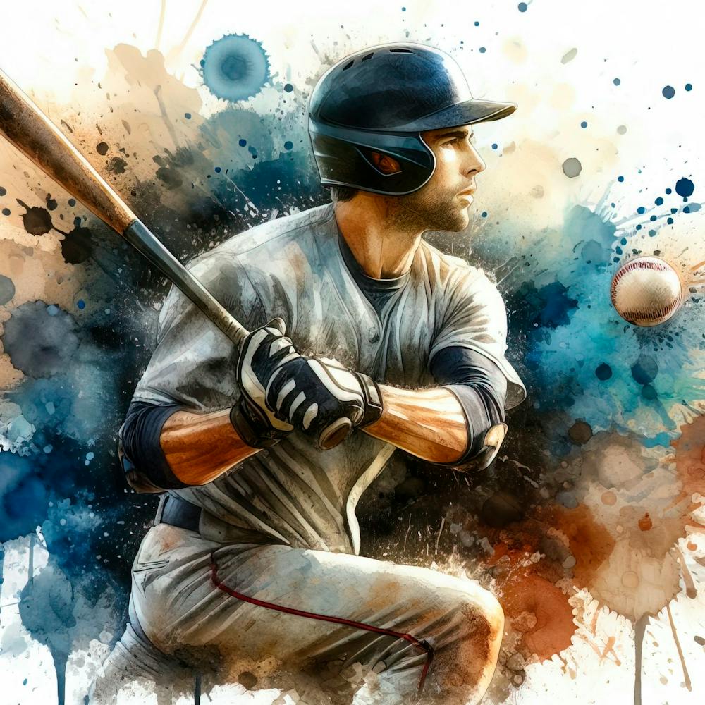 Baseball Player in watercolor 1