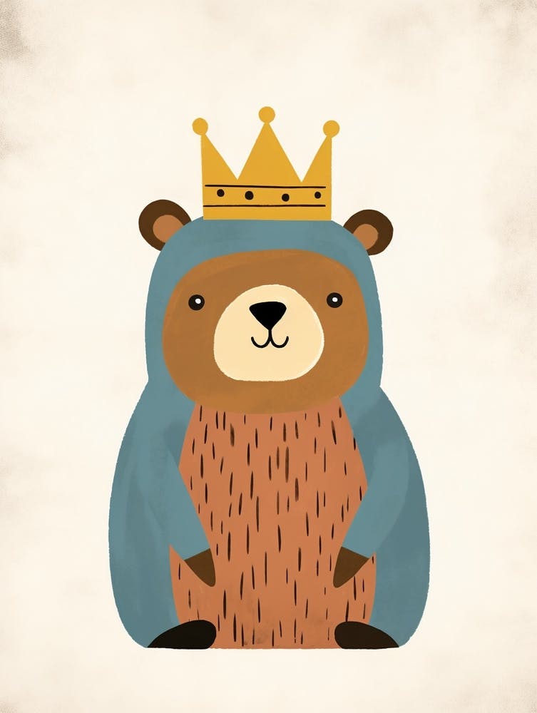 Little Grizzly Bear 3 Wearing A Crown