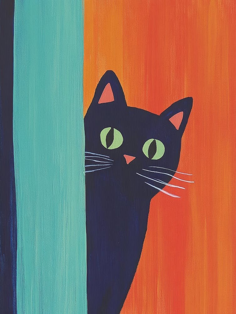 Cat Peeking Out Canvas Art