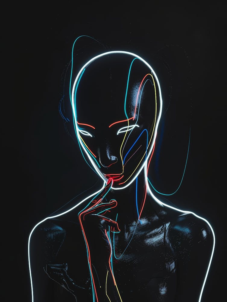 Neon Portrait Of A Woman 1