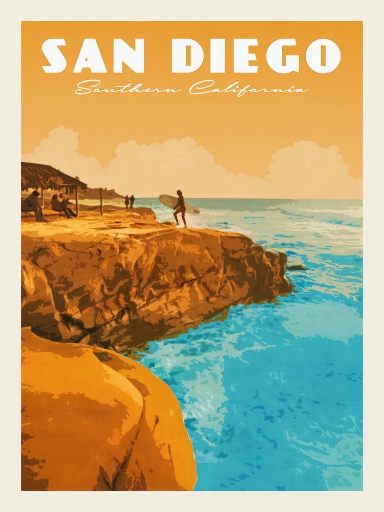 San Diego California Sunset Travel Poster
