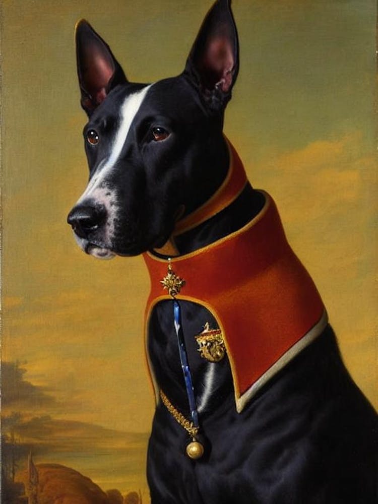 Bull Terrier 2 Renaissance Portrait Oil Painting