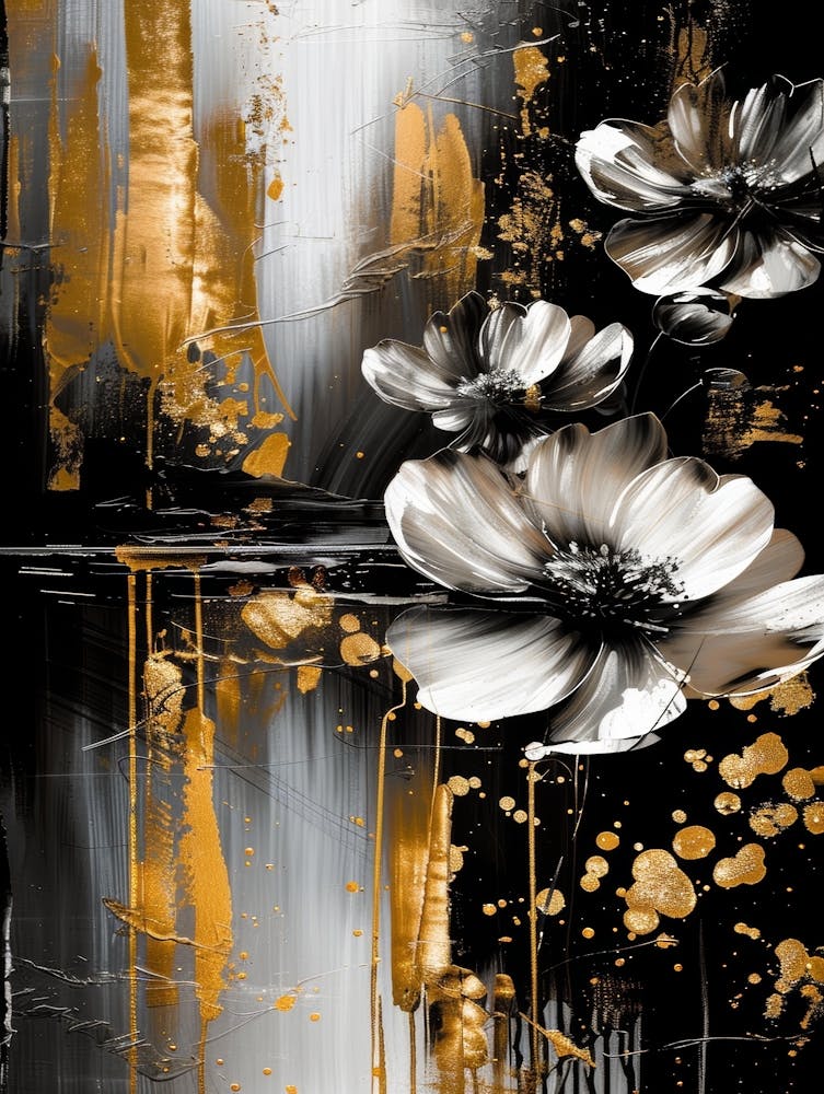 Gold And Black Flowers 1