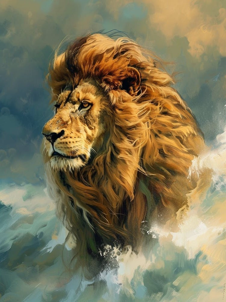 Barbary Lion Facing A Storm Illustration 1