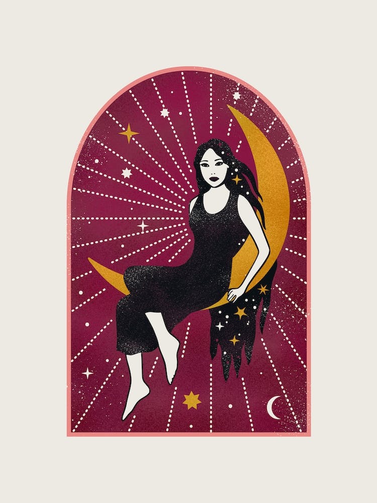 Girl Sitting On A Moon