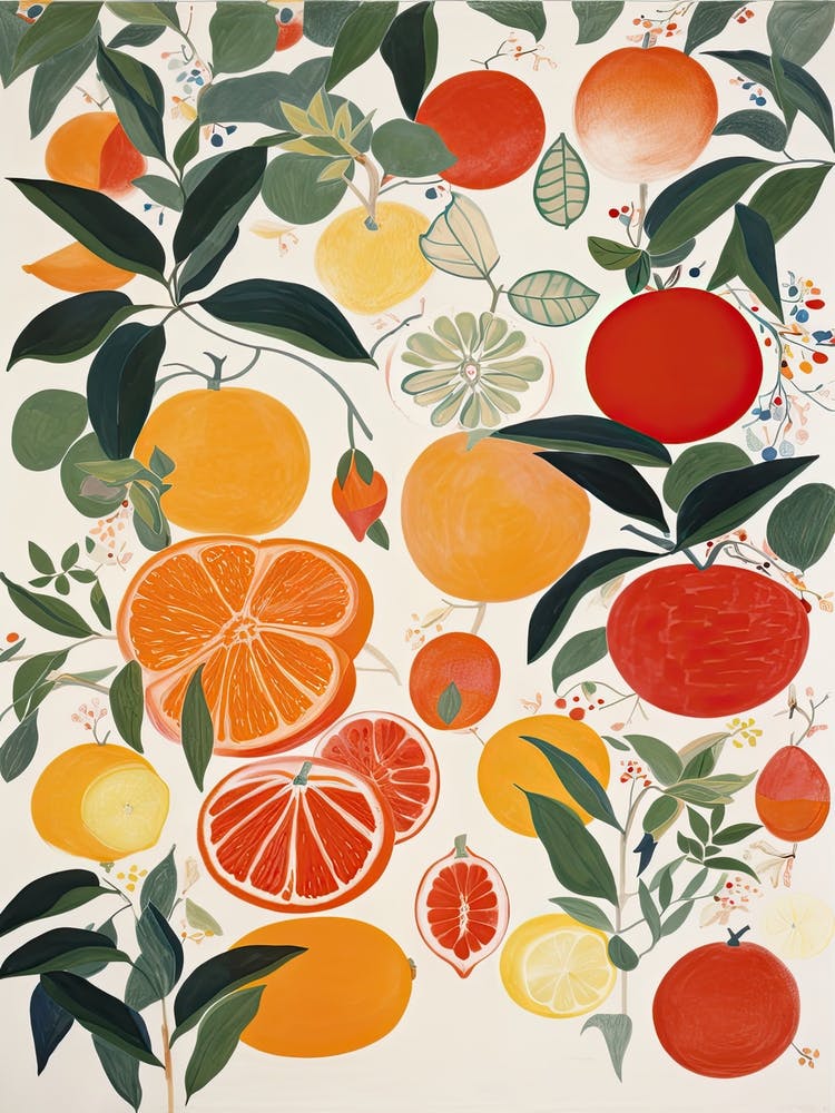 Blood Orange Fruit Drawing 2