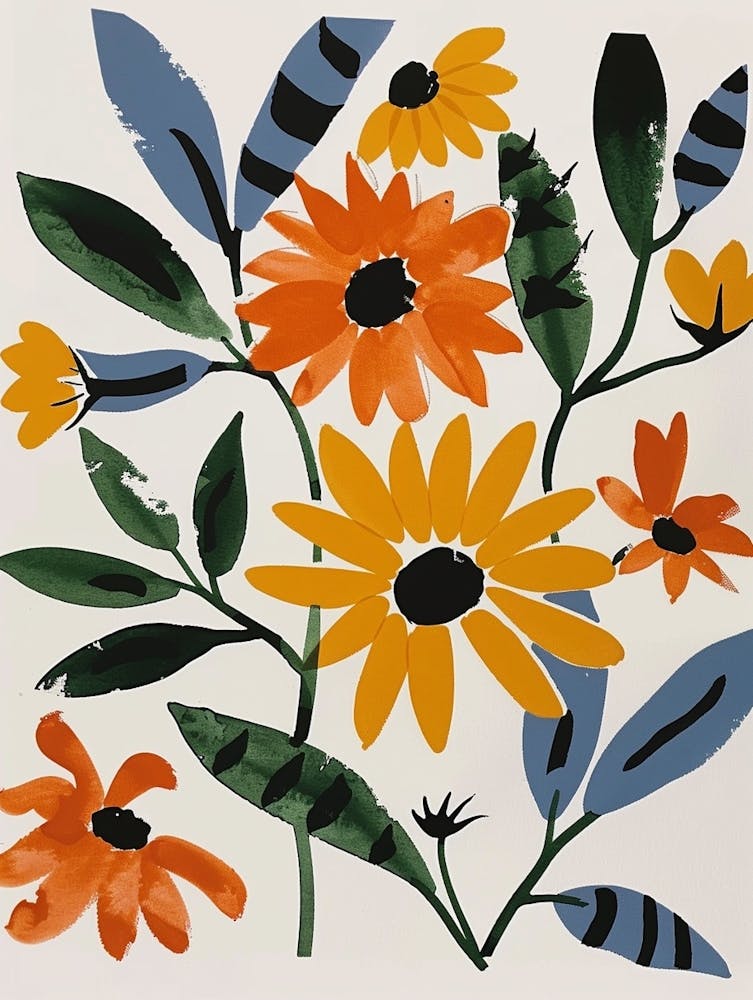 Fleurs Peintes Rudbeckia Hirsuta 1