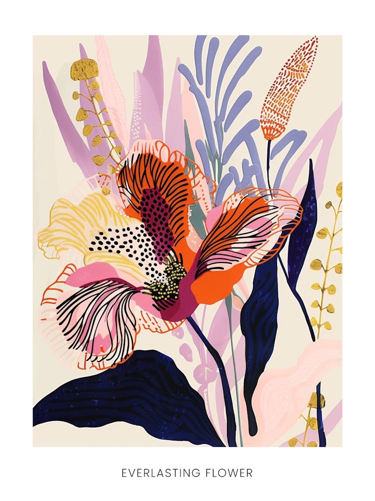 Colourful Flower Illustration Poster Everlasting Flower 3