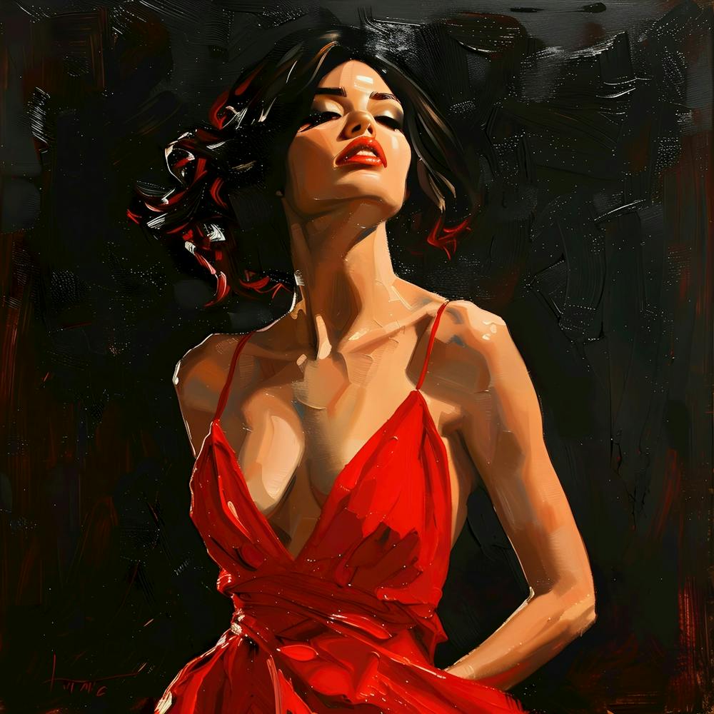 Stunning Girl in Red Dress