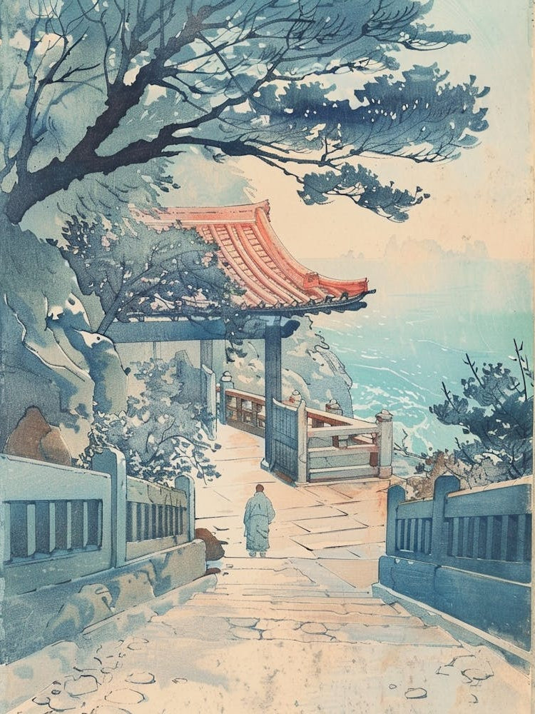 Kamakura Japan 3 Retro Illustration