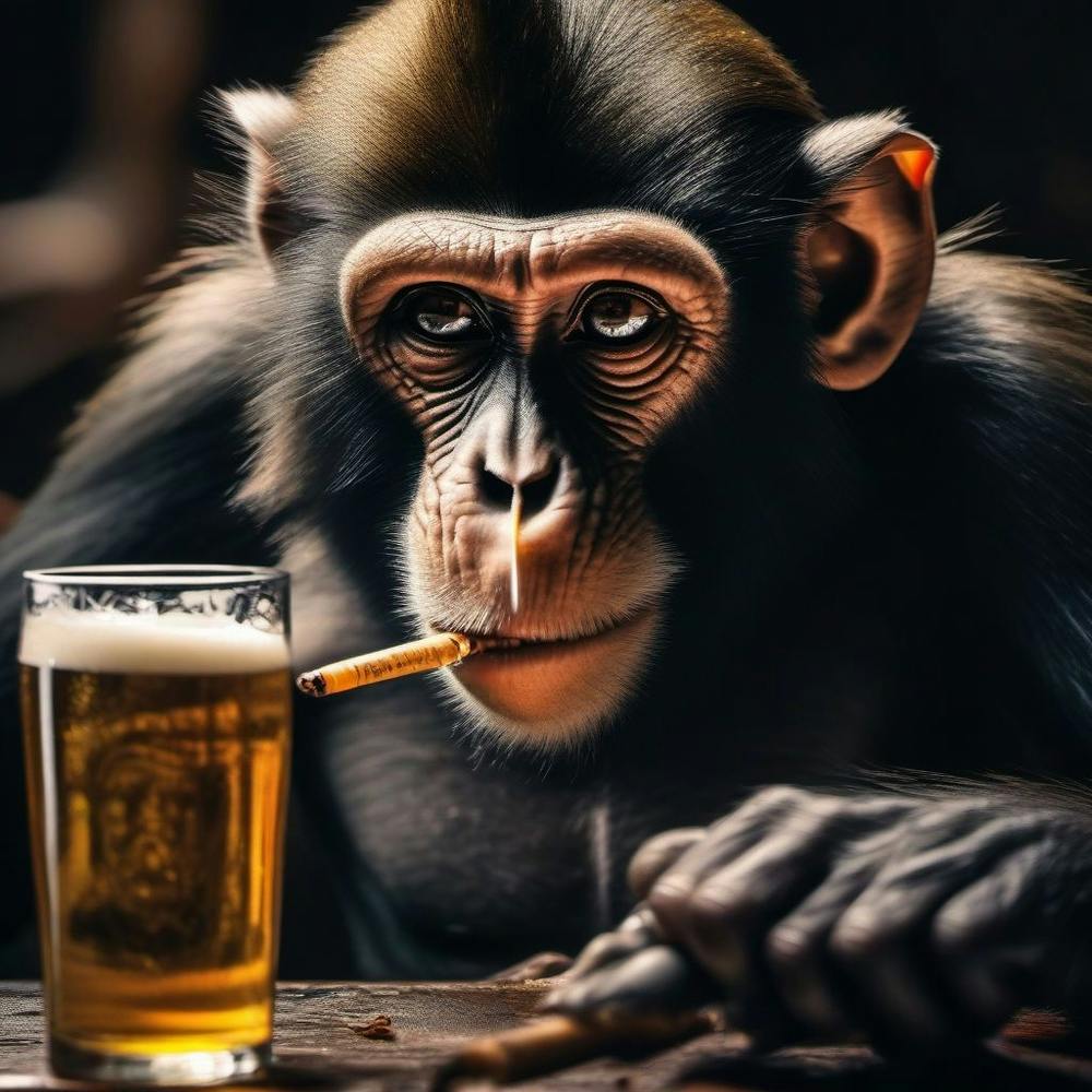 Monkey Smoking A Cigarette
