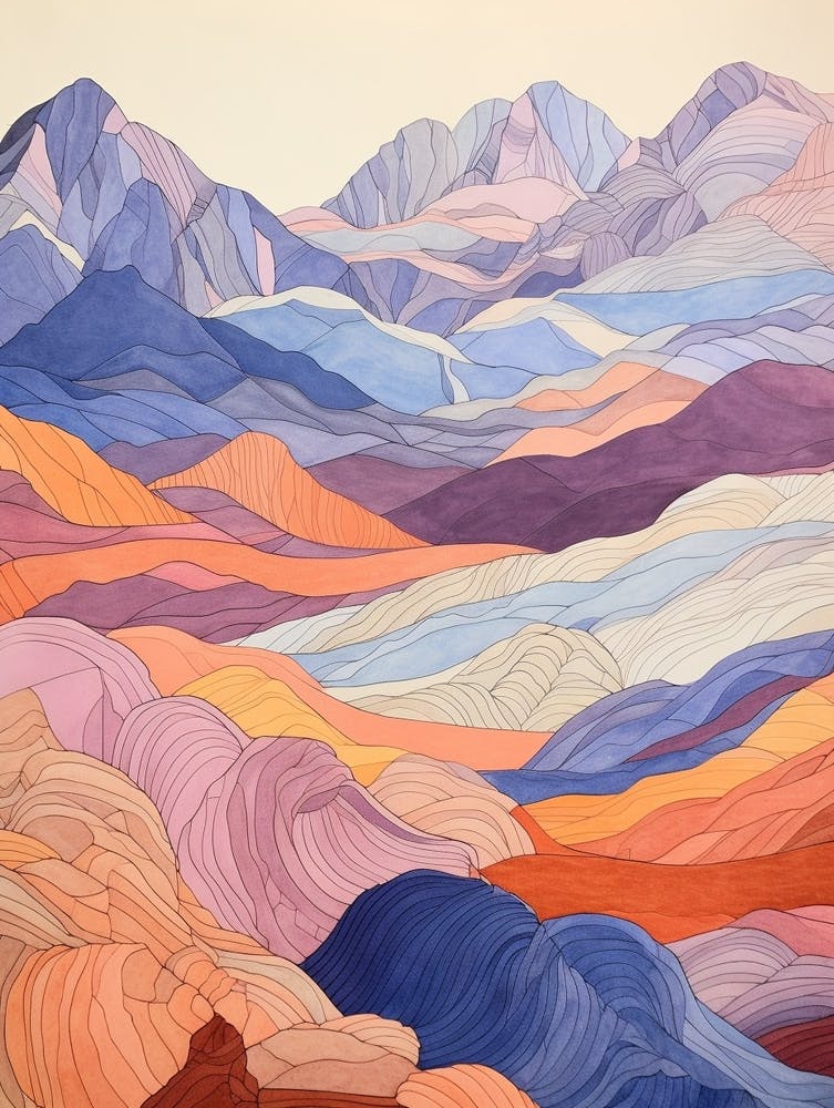 Mount Quincy Adams United States 3 Colourful Mountain Illustration