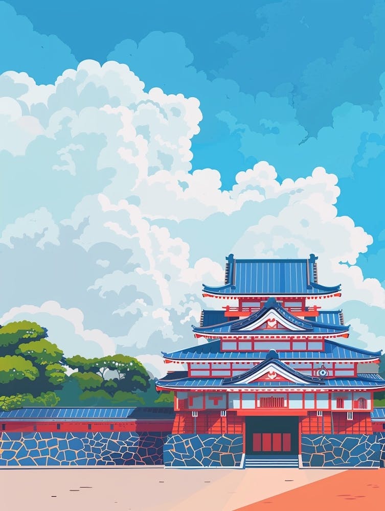 Kanazawa Castle Japan 1 Colourful Illustration