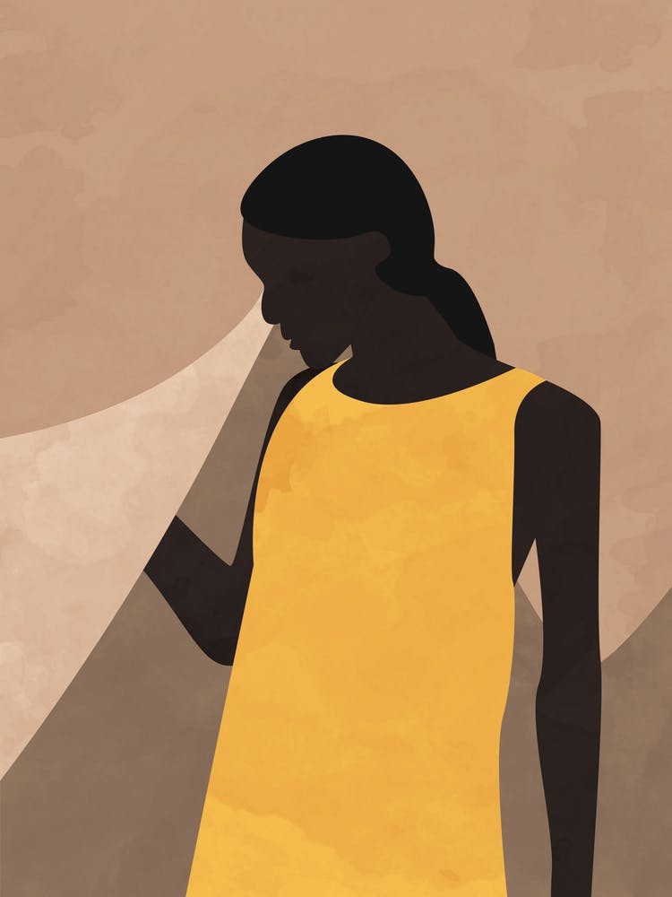 Silhouette Of A Woman In Yellow Dress