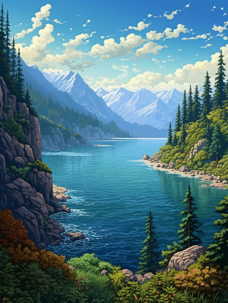 Lake Chelan Washington Pointillism 6