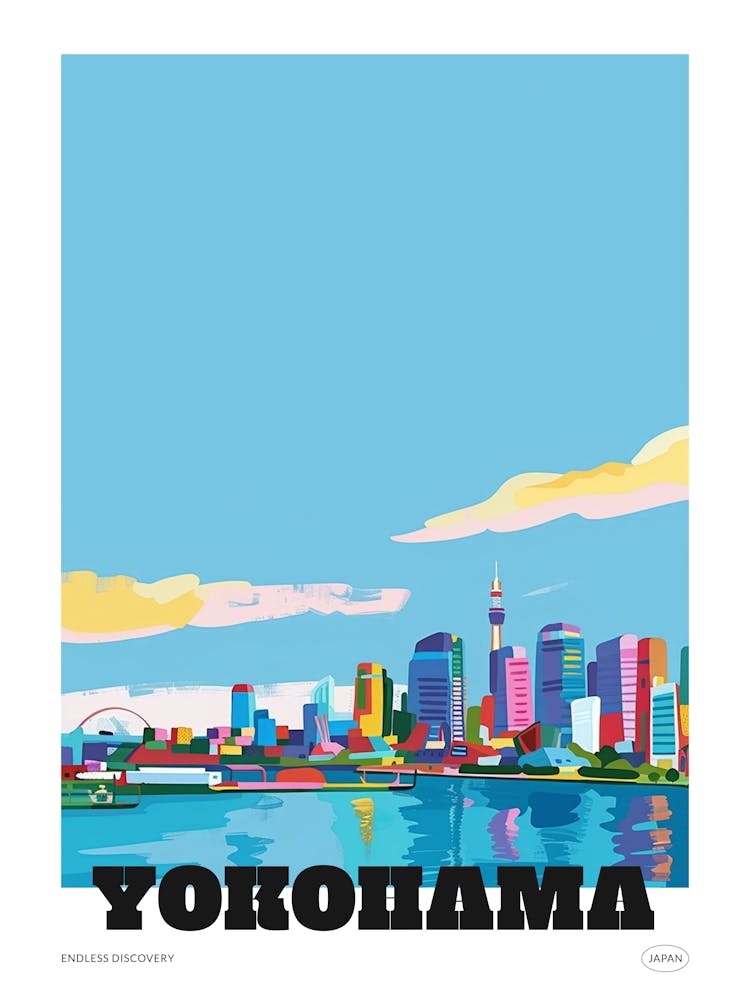Yokohama Japan 3 Colourful Travel Poster