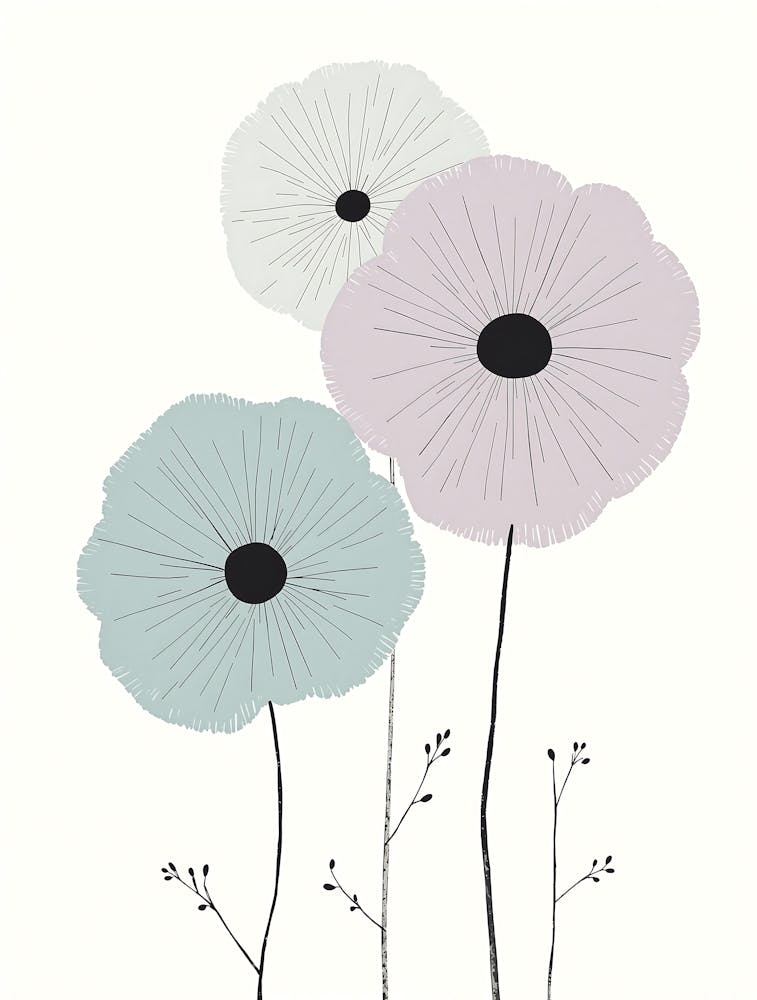 Minimalist Floral Trio in Gentle Hues