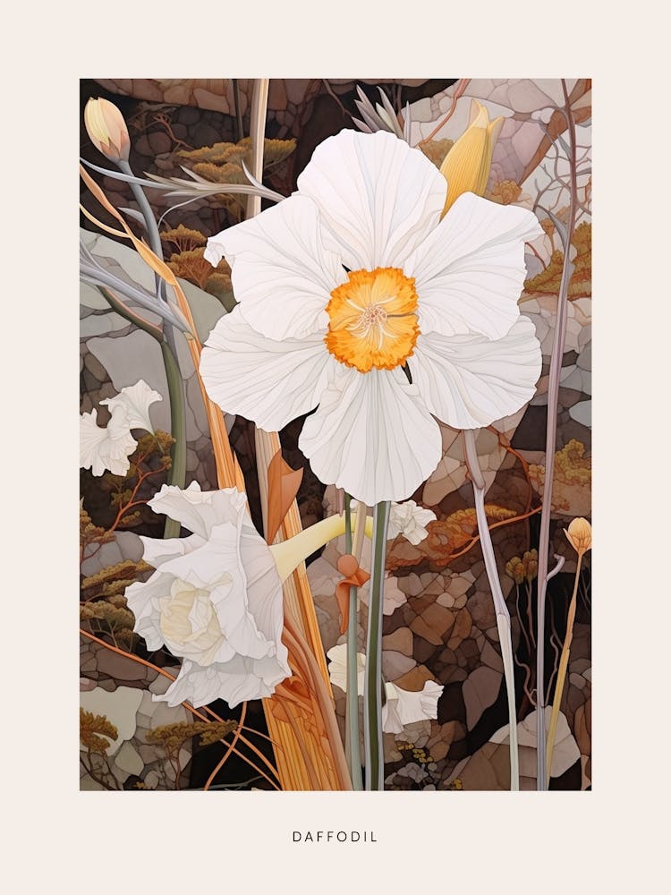 Flower Illustration Daffodil 1 Poster