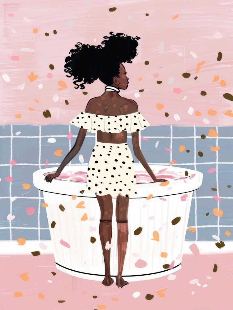 Afro Girl In Bathtub