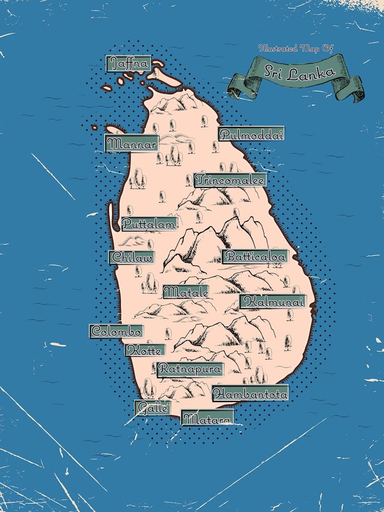 Sri Lanka Vintage Map