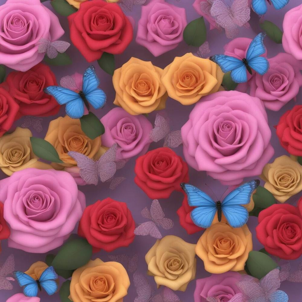 3d Roses And Butterflies