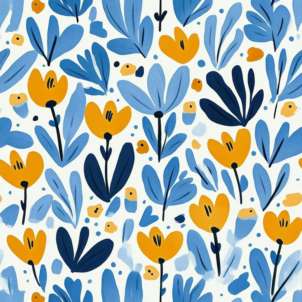 Blue And Yellow Floral Pattern