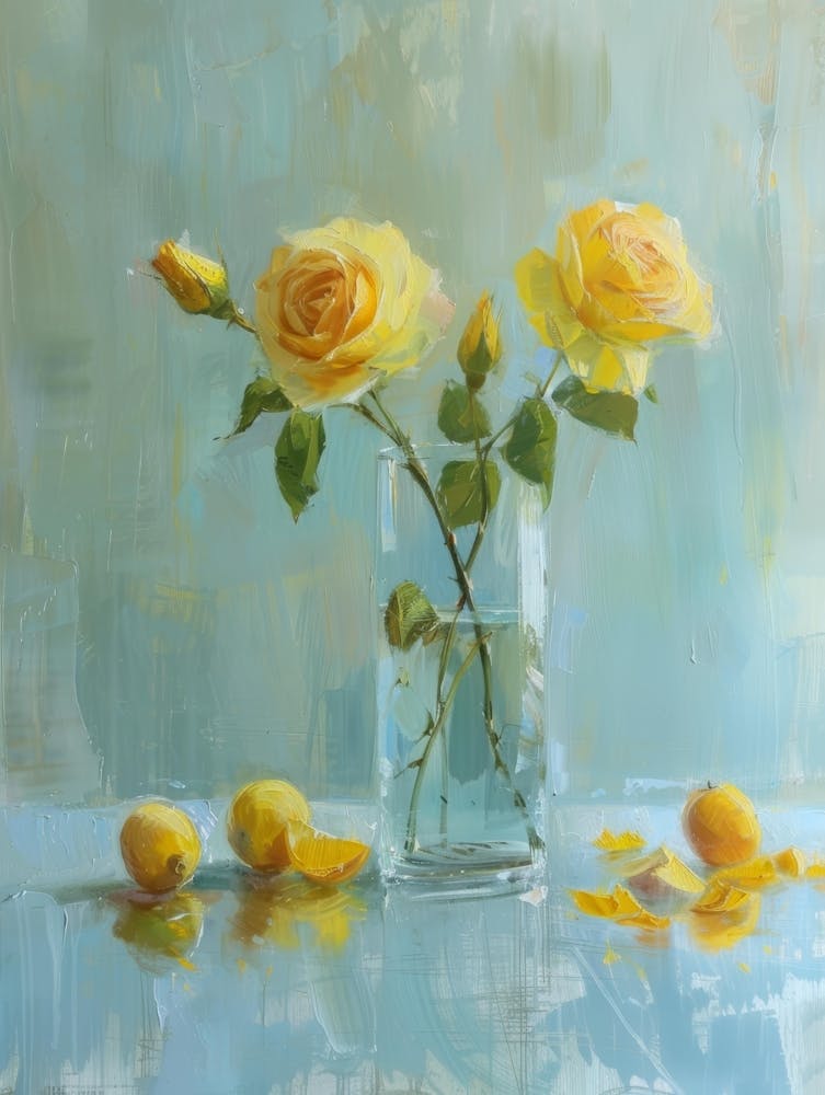 Yellow Roses In A Vase 3