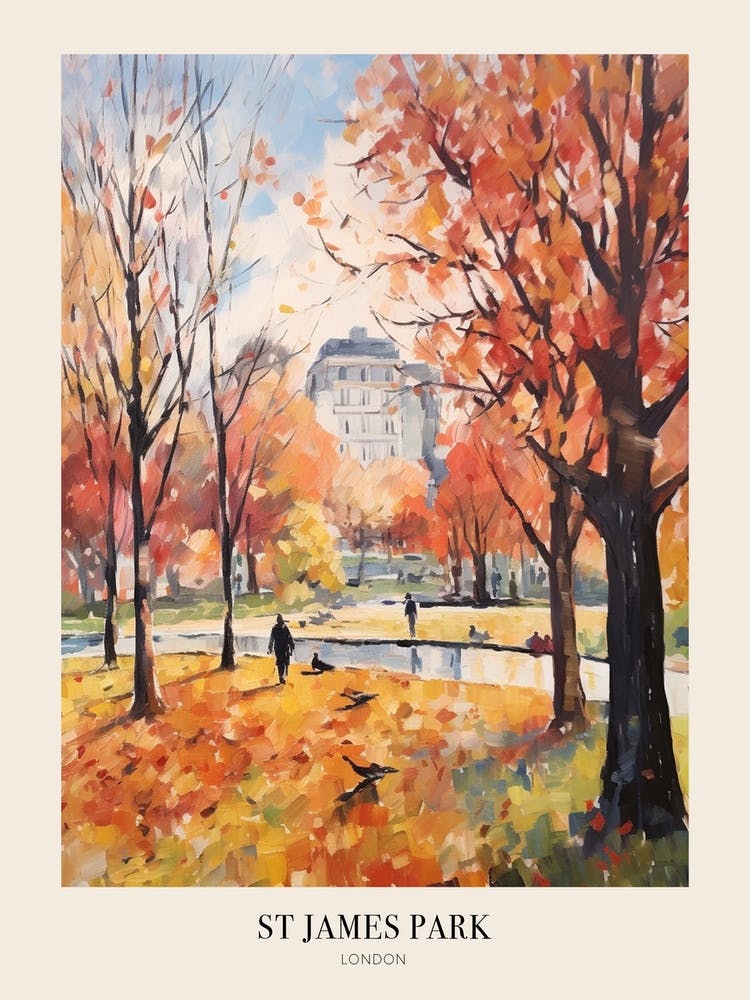 Autumn City Park Painting St James Park London Poster