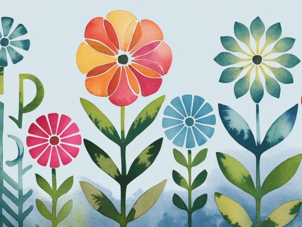 Abstract Garden Hues - Playful Modern Floral