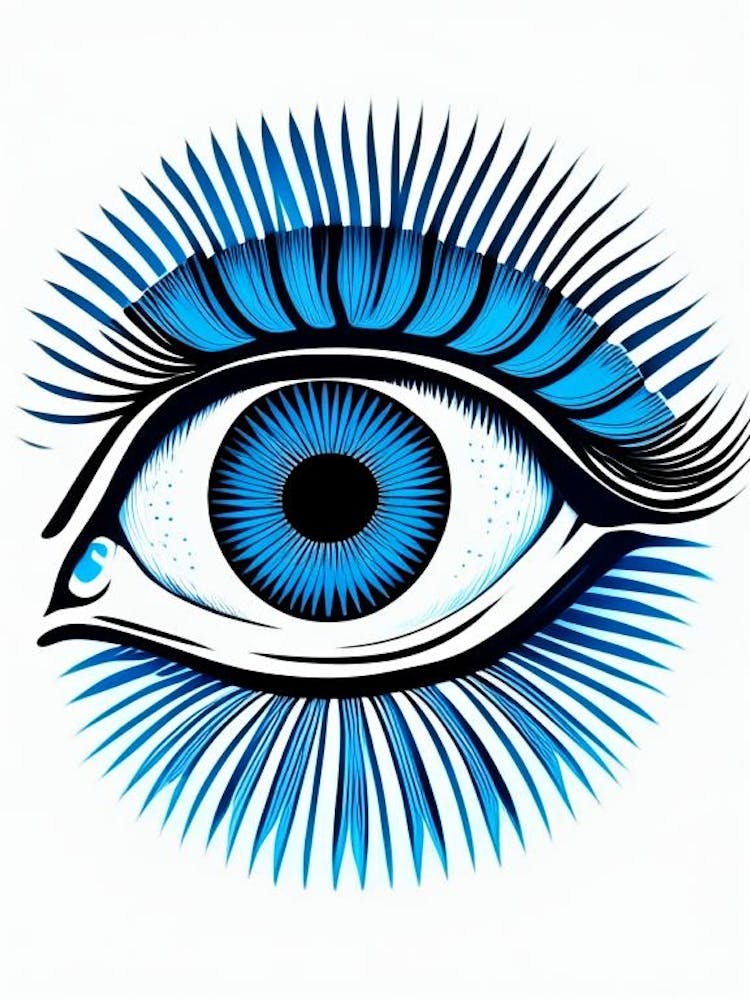 Psychedelic Eye, Symbol, Third Eye Blue & White 2
