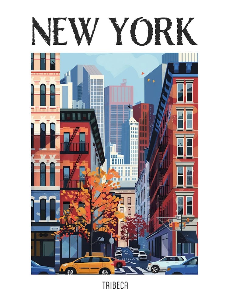 Tribeca New York Colourful Silkscreen Illustration 4 Poster