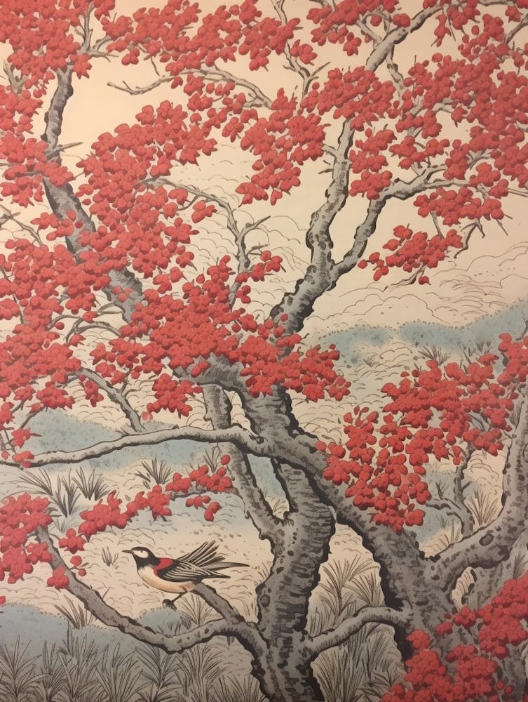 Sweet Cherry 1 Vintage Autumn Tree Print