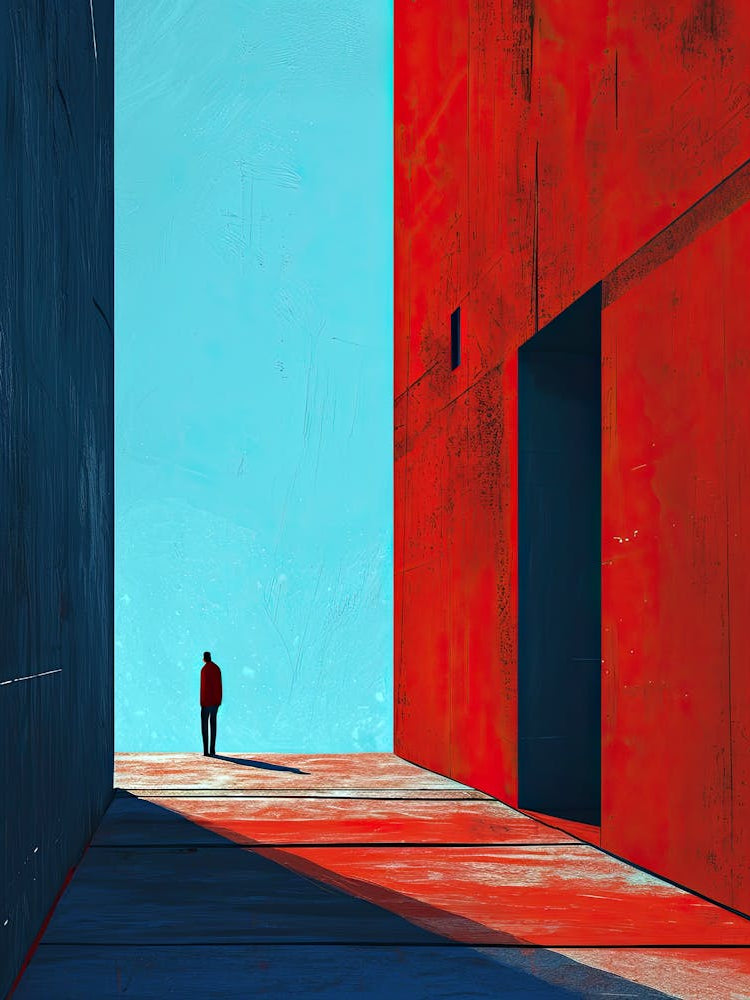 Man In A Red Building