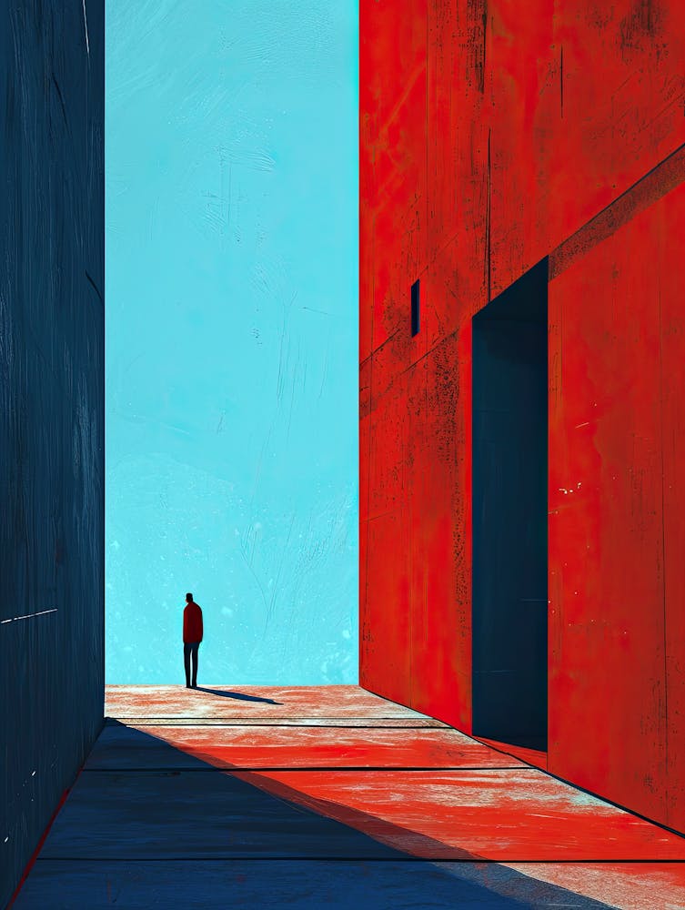 Man In A Red Building