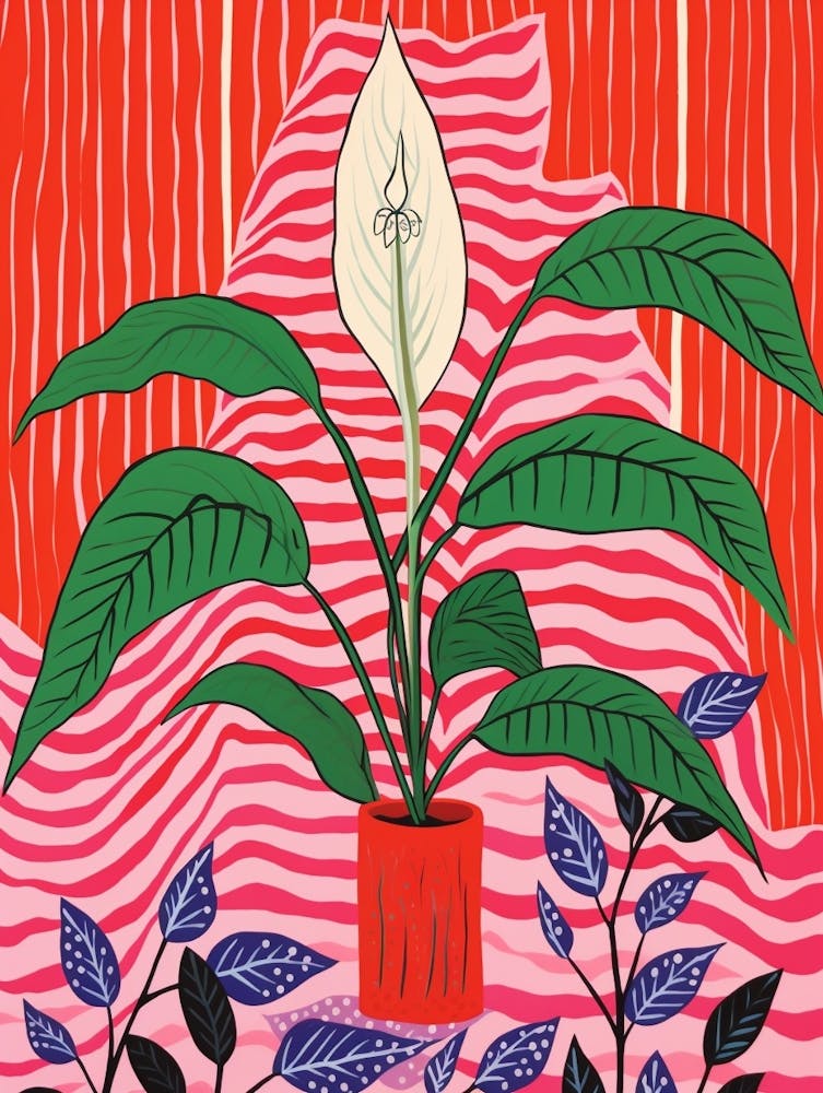 Rosa und rote Pflanzenillustration Friedenslilie 4