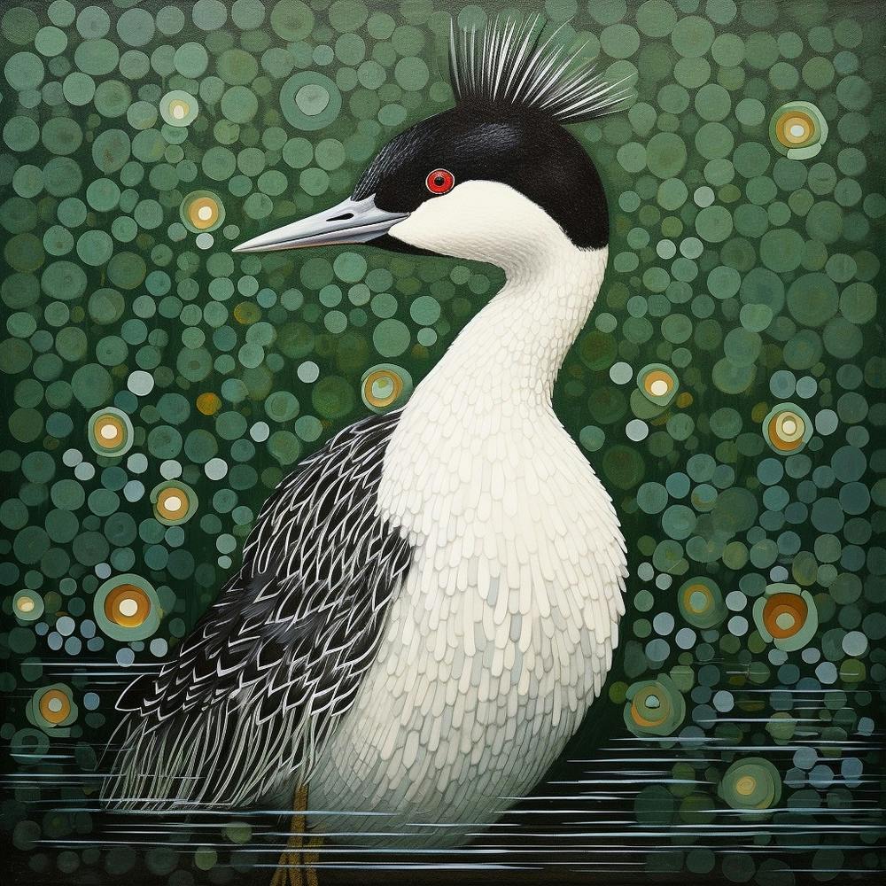 Ohara Koson Inspired Bird Painting Grebe 3 Square